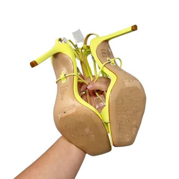 NEW Schutz Vikki Leather Ankle Wrap Thong Dress Sandals Fresh Green Size 6.5 - Picture 10 of 10